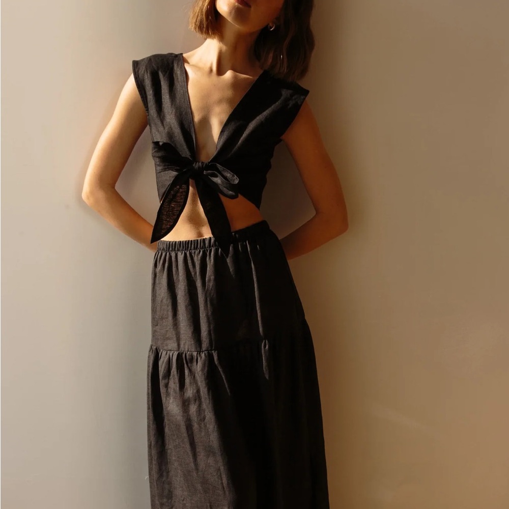 Whimsy & Row Valentina Top Black Linen